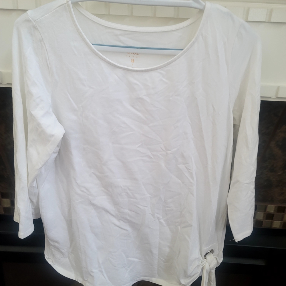 Belle by Kim Gravel White Blouse with Side Tie